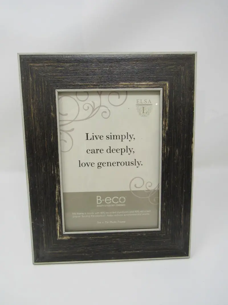 Elsa L Inc 5×7 Rustic Dark Brown Photo Frame – Wood Grain Texture Finish – Pre-Owned 1