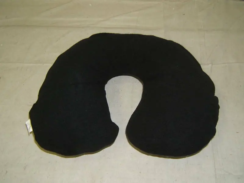 Eta Inflatable Travel Neck Pillow – Black Fleece Cover, Compact Design (New) 1
