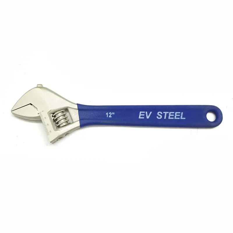 Ev 12-Inch Nickel-Alloy Adjustable Wrench With Ergonomic Rubber Grip 1