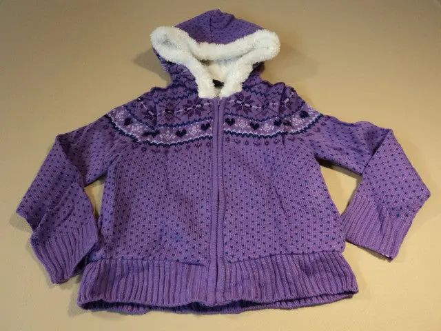 Faded Glory Girls’ Zip-Up Hooded Sweater – Purple, Size Medium (7–8) 1