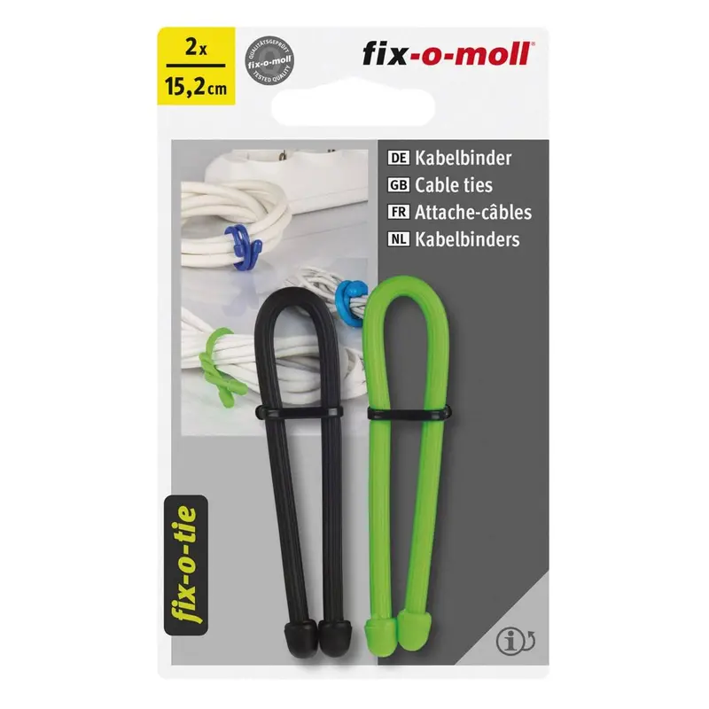 Fix-O-Moll Assorted Color Cable Ties – Black & Light Green (15.2 Cm Each) 1
