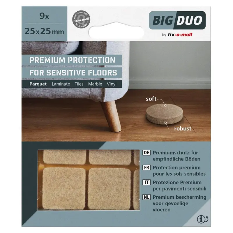 Fix-O-Moll Big Duo Adhesive Parquet Gliders – 25 × 25 Mm 1