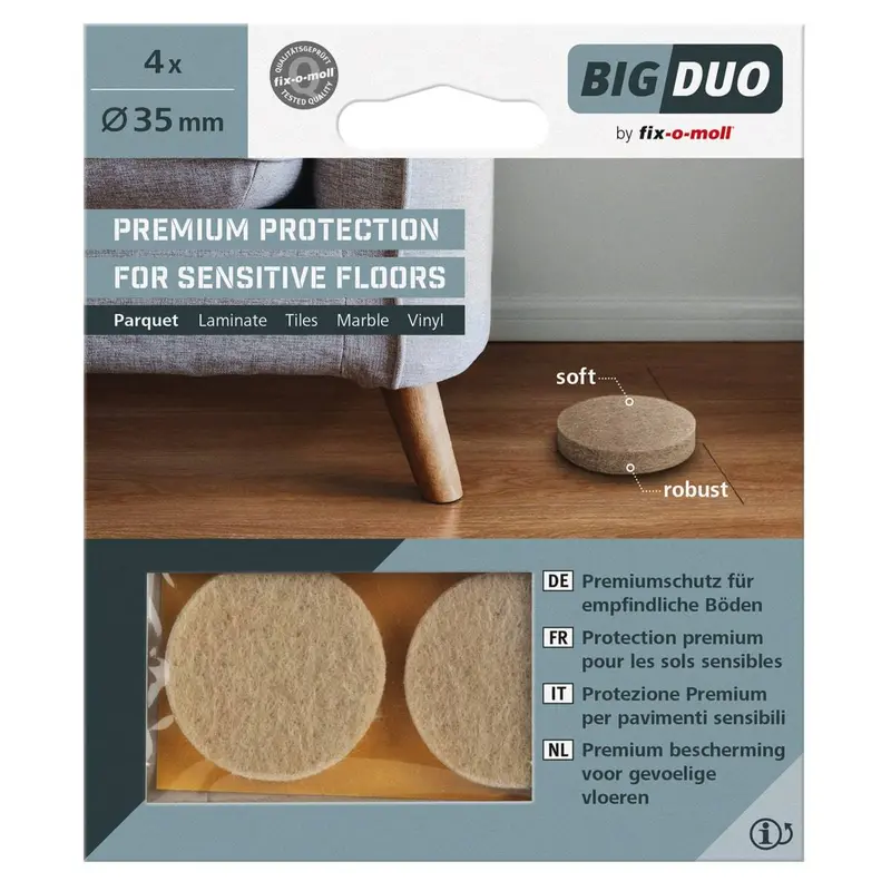 Fix-O-Moll Big Duo Round Self-Adhesive Parquet Gliders – 35 Mm Dia 1