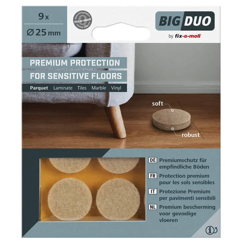 Fix-O-Moll Big Duo Round Self-Stick Parquet Protectors – 25 Mm Dia 1