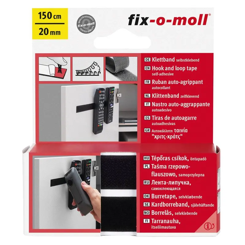 Fix-O-Moll Black Hook-And-Loop Adhesive Tape – 150 Cm × 20 Mm 1