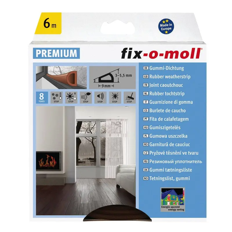 Fix-O-Moll Brown D-Profile Self-Adhesive Weatherstrip – 6 M Roll 1