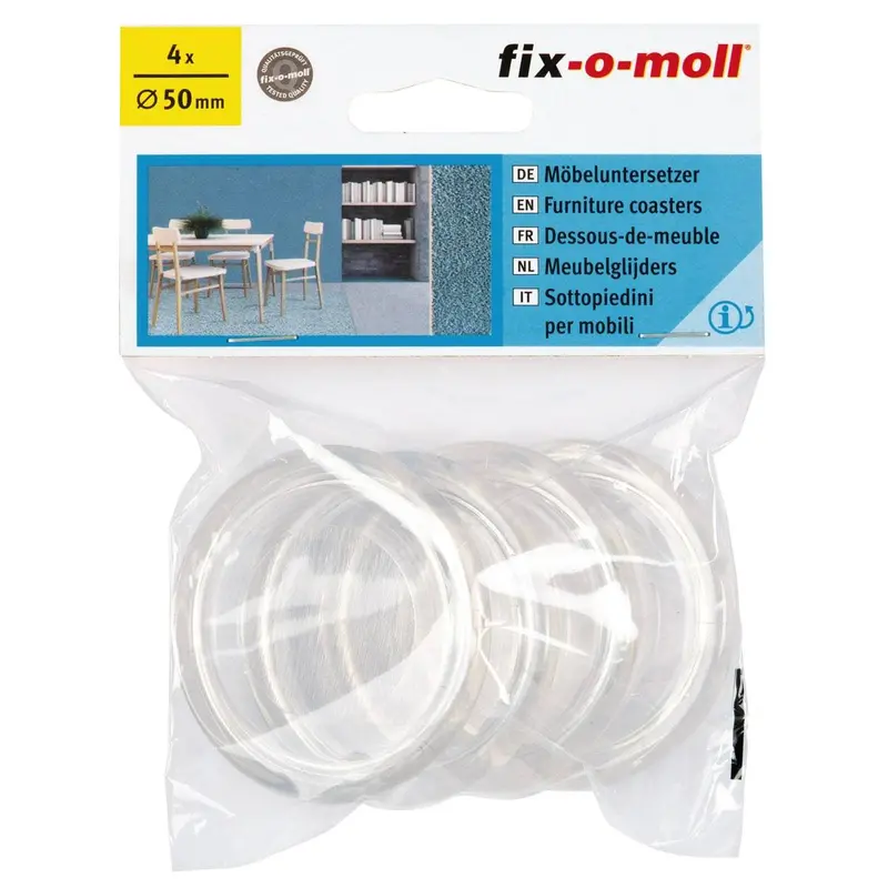 Fix-O-Moll Clear Furniture Coasters – 50 Mm Diameter 1