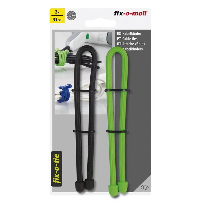 Fix-O-Moll Dual-Color Cable Ties – 31 Cm (Black + Light Green) 1