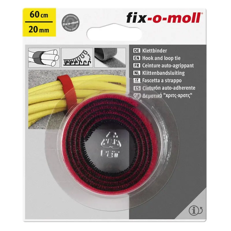 Fix-O-Moll Red Hook-And-Loop Fastening Strip – 20 Mm × 60 Cm 1