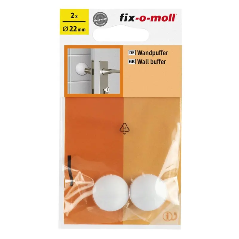 Fix-O-Moll Self-Adhesive Wall Buffer – White, 22Mm Diameter 1
