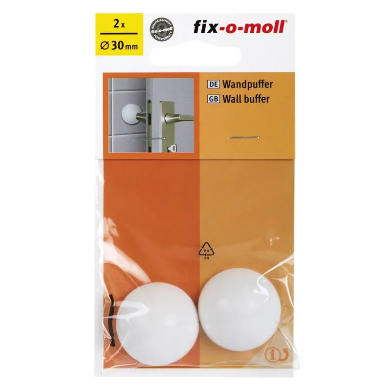 Fix-O-Moll Self-Adhesive Wall Buffer – White, 30Mm Diameter 1