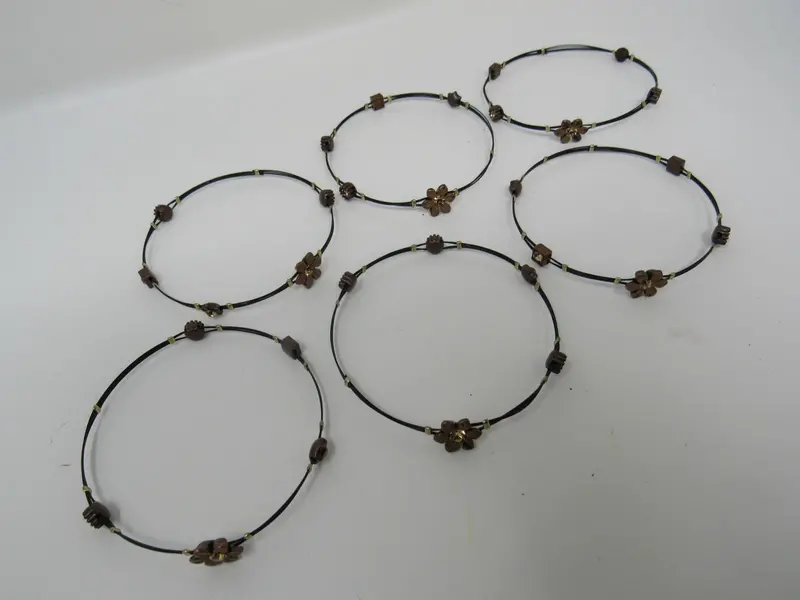 Floral-Themed Bangle Set – 6 Brown-Tone Bracelets For Women 1