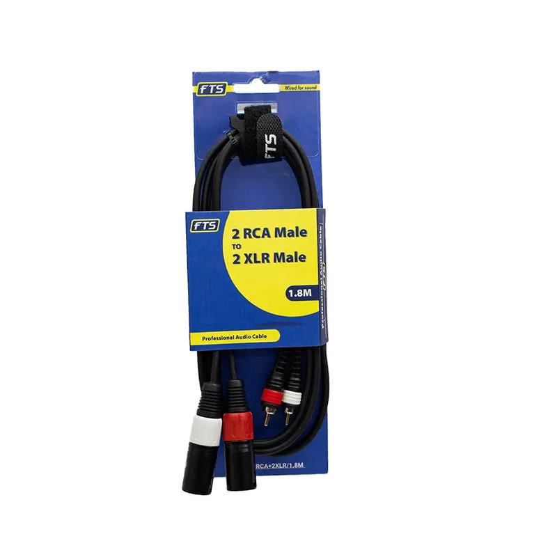 Fts Dual Rca To Dual Xlr Balanced Audio Cable – 1.8M Black 1