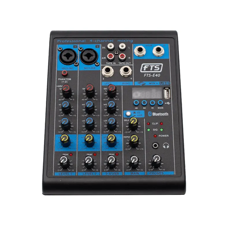 Fts E40 Compact 4-Channel Audio Mixer – Portable Mixing Console 1