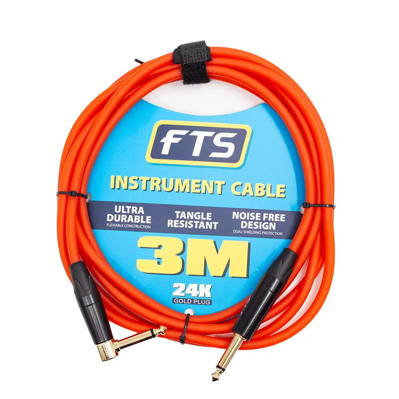 Fts Tj134A Orange Instrument Cable – 3 M With 24K Gold Connectors 1