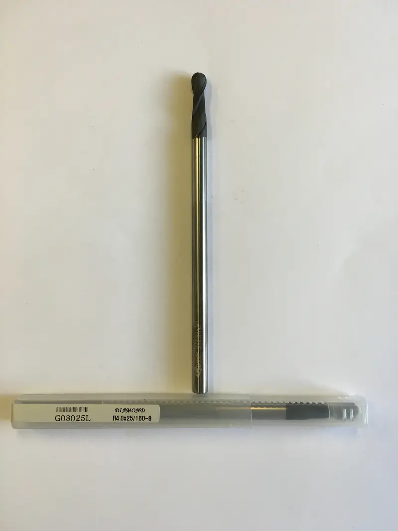G08025L End Mill – 8Mm Diameter, 8Mm Shank, 25Mm Radius, 160Mm Length, 2-Flute Diamond-Ground Crb Tool 1