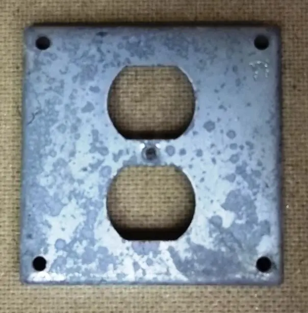 Galvanized Steel 4-Inch Square Cover For Two-Gang Duplex Receptacle (New) 1