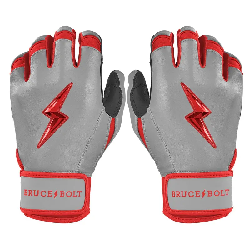 Grey Series Red Short-Cuff Baseball Batting Gloves 1