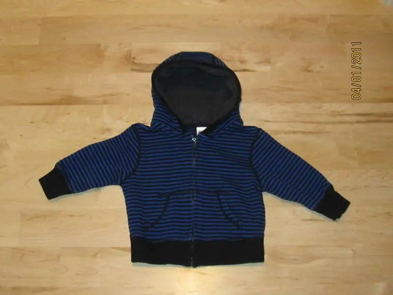 Gymboree Boys’ Striped Hooded Sweatshirt — Navy & Black, 12–24 Months 1