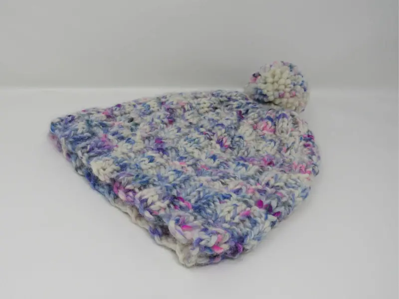 Hand-Knitted Merino Wool Beanie – Pom-Pom Accent, Unisex Adult Fit, Tag-Free 1