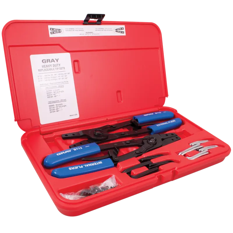 Heavy-Duty Retaining Ring Pliers – 2-Piece Internal & External Interchangeable Tip Kit 1