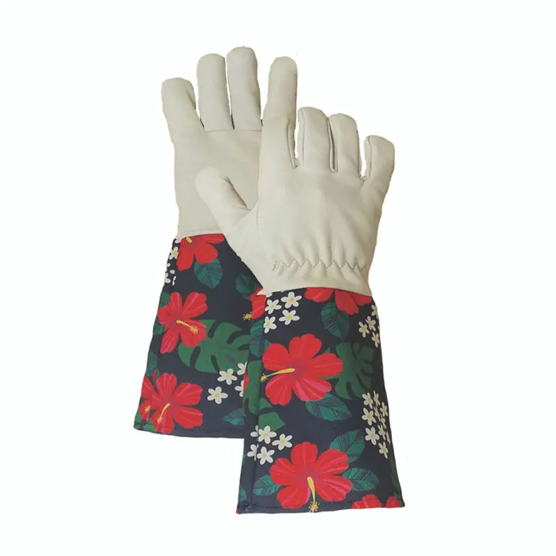 Hibiscus Gauntlet-Style Protective Gardening Gloves 1