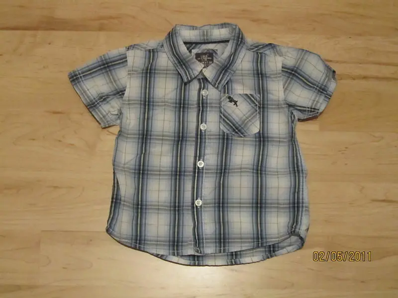 H&M Logg Infant Boys’ Plaid Button-Down Shirt – Green/Blue – Size 9–12 Months – Pre-Owned 1