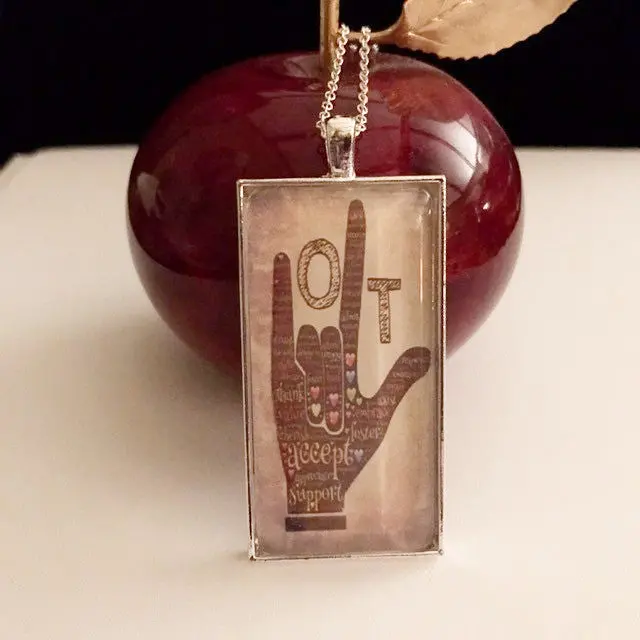 I Love Occupational Therapy Hand Sign Pendant 1