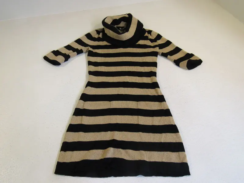 Inc International Concepts Black & Gold Striped Rayon Sweater For Women — Medium, Pre-Owned 1