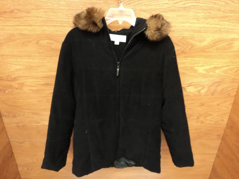 Jones New York Fur-Trimmed Jacket For Women – Size 8, Black Polyester 1