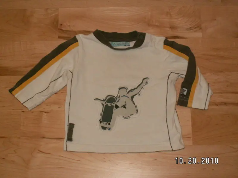 Kushies Infant Boys’ Skateboard-Themed Short-Sleeve Top – Size 3–6 Months, Gently Used 1