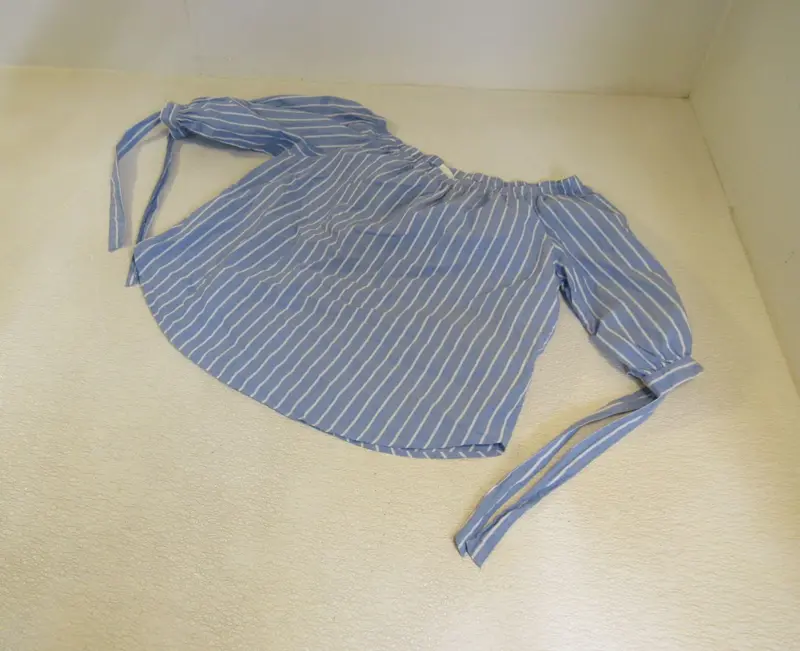 L.O.G.G. Off-Shoulder Striped Blouse – Blue And White, Women'S Size 8 1