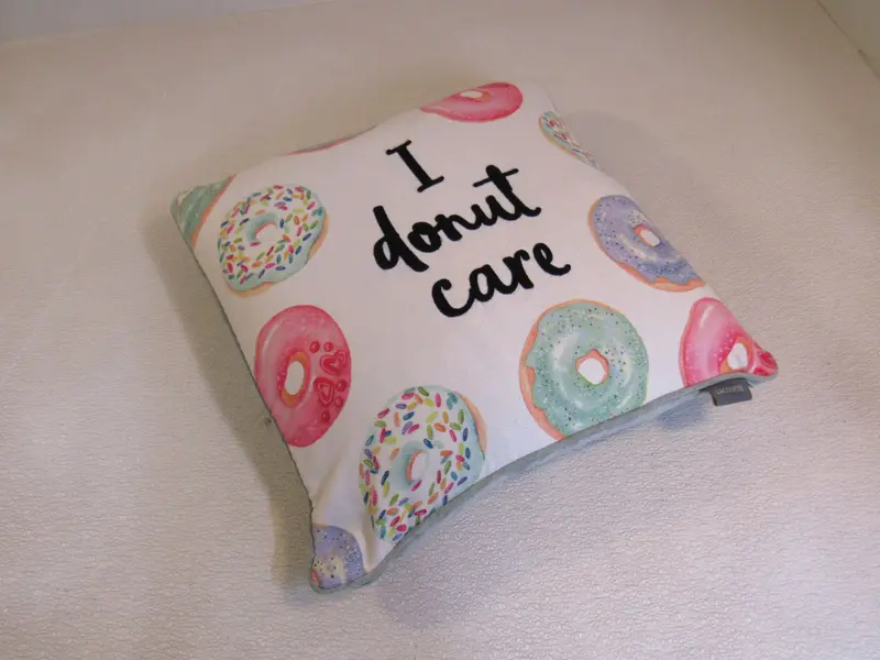 Lacourte Donut-Themed Throw Pillow – Sage & Multicolor – Scented Design – Model 119737 – Gently Used 1