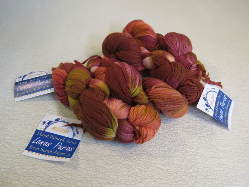 Lanas Puras Melosa Hand-Painted Yarn – Desert Bloom, 4 Skeins, 215 Yards Each, New 1