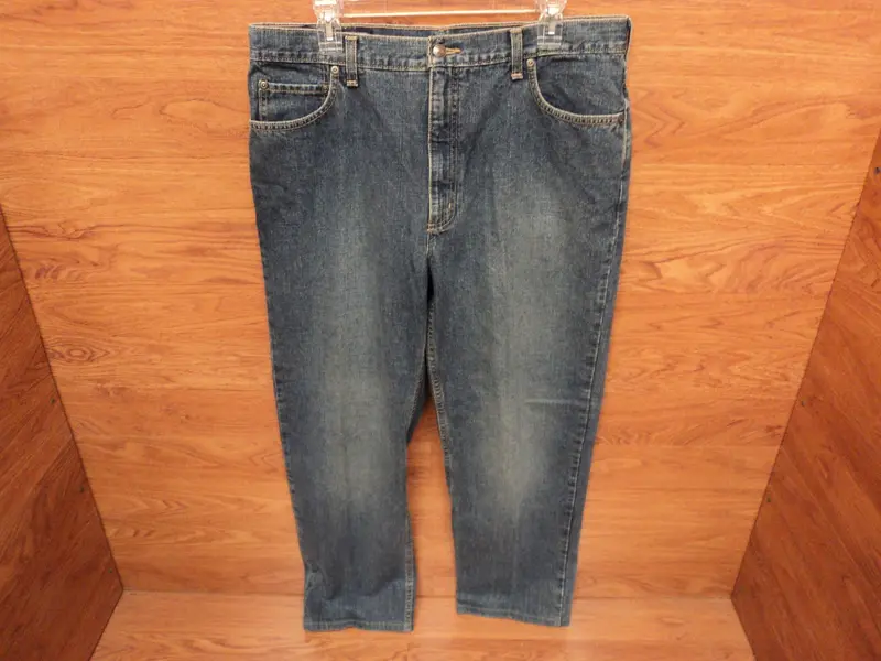 Lands’ End Relaxed-Fit Men’S Jeans – 100% Cotton, Size 37, Navy Solid (Pre-Owned) 1