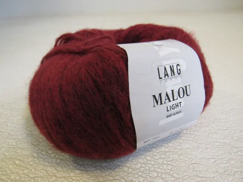 Lang Malou Light Baby Alpaca Yarn In Deep Red – 1 Ball, 208 Yards, Luxe Alpaca Blend 1