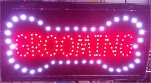 Led Grooming Salon Sign – 19×10 Inch Illuminated Business Display (Qc-992) 1