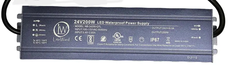 Liteward 200W-Ul24V-Dc Ul-Certified 24V Led Power Supply – Ip67 Waterproof, Ce/Rohs Compliant 1