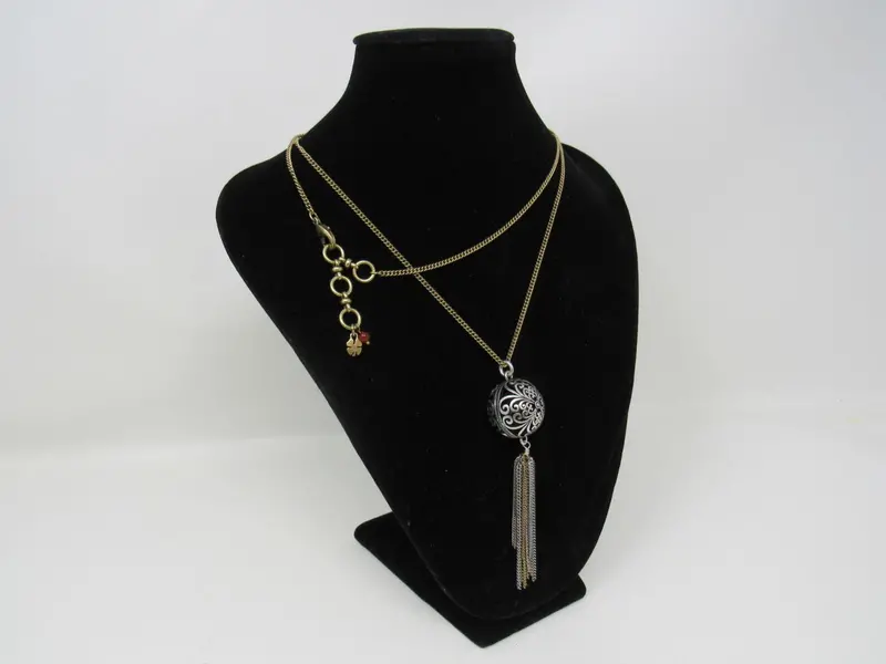 Lucky Brand Pendant Necklace – Ornate Ball-And-Tassel Design (Gold/Silver Finish, Female Adult, Used) 1