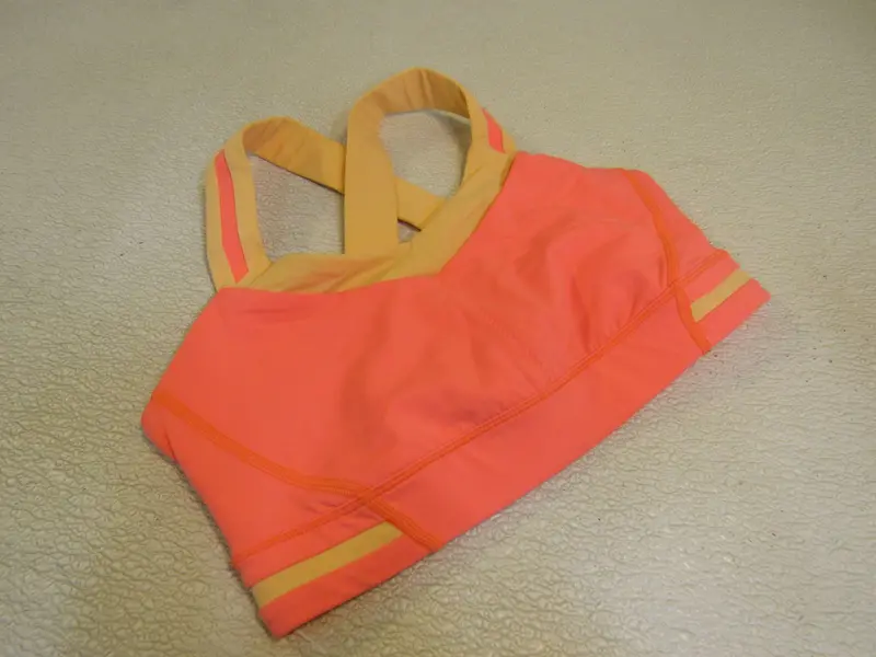 Lululemon Criss-Cross Sports Bra – Neon & Pale Peach, Luon Fabric, Women’S Size 6, Pre-Owned 1