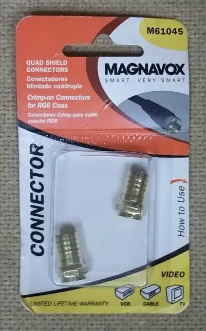 Magnavox M61045 Coaxial Connector Kit – 2-Pack For Rg6/Rg59 Cables 1