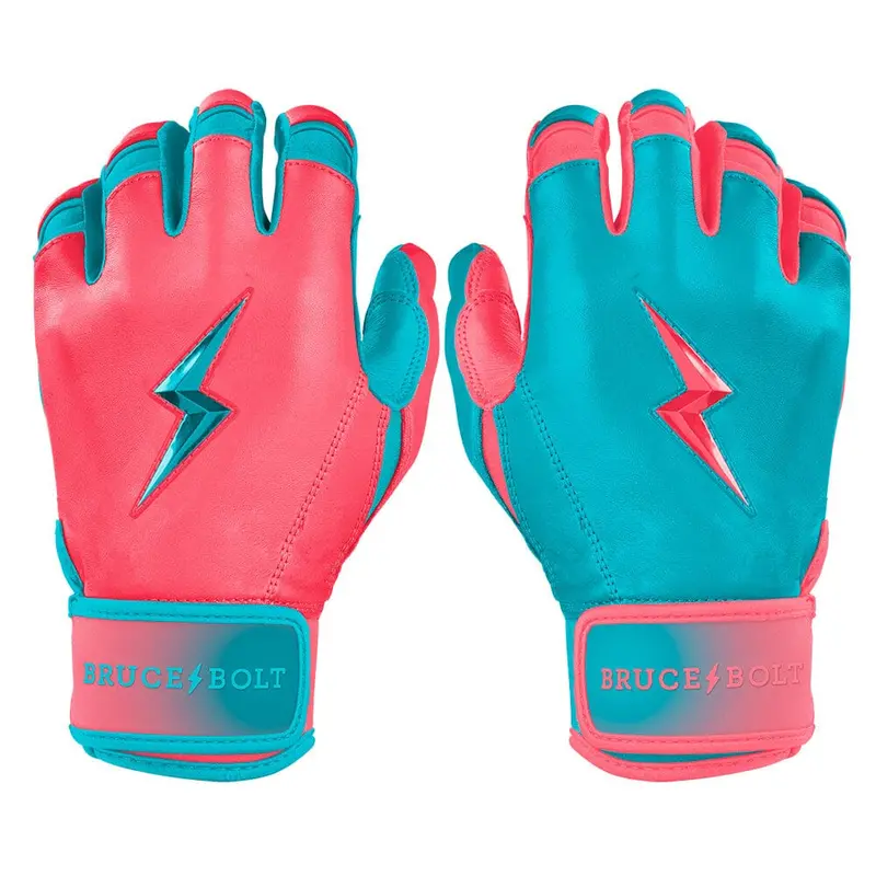 Max Clark Signature Short-Cuff Batting Gloves – Pink And Teal 1