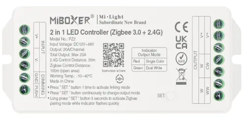 Miboxer Pz2 Dual-Protocol Led Controller – Zigbee 3.0 & 2.4Ghz, 20A Max Load 1