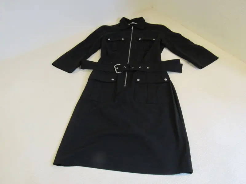 Michael Kors Black Zip-Up Dress – Women'S Size S, Sleek Minimalist Design 1