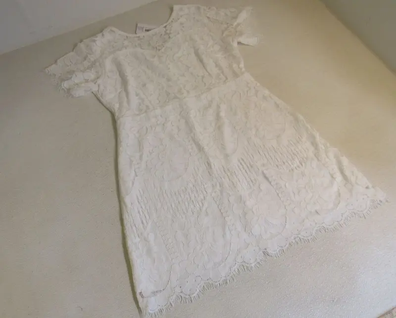 Mslg Lace Bridal Shower Dress – Round Neck, Elegant White, Size Xl, New 1
