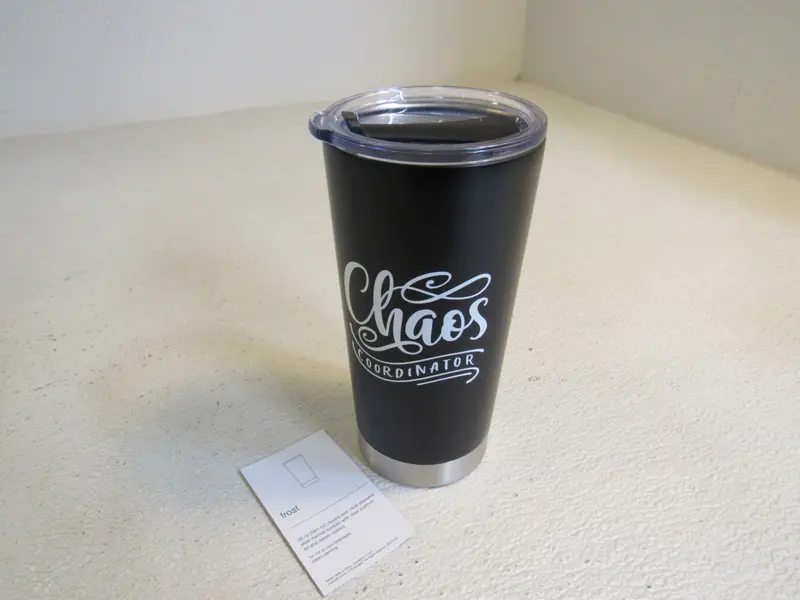 Mugheads Double-Wall Thermal Tumbler – 20-Ounce Frost Black/Silver Stainless Cup 1