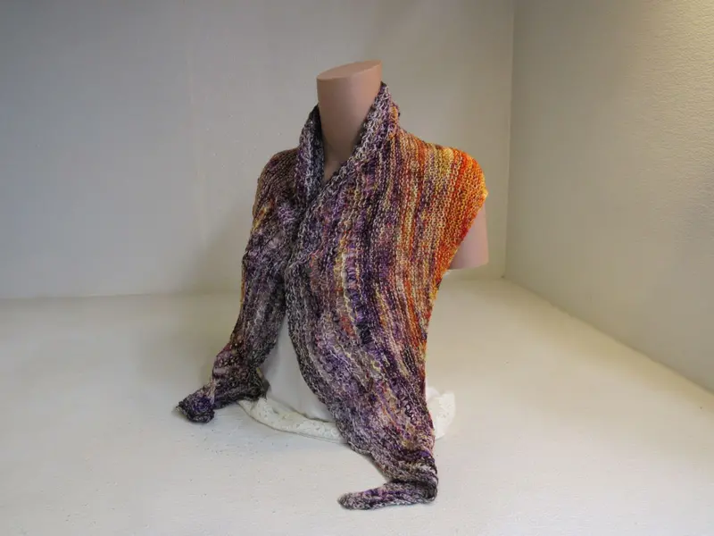 Multicolored Textured Merino Wool Shawl – Handcrafted Drape 1