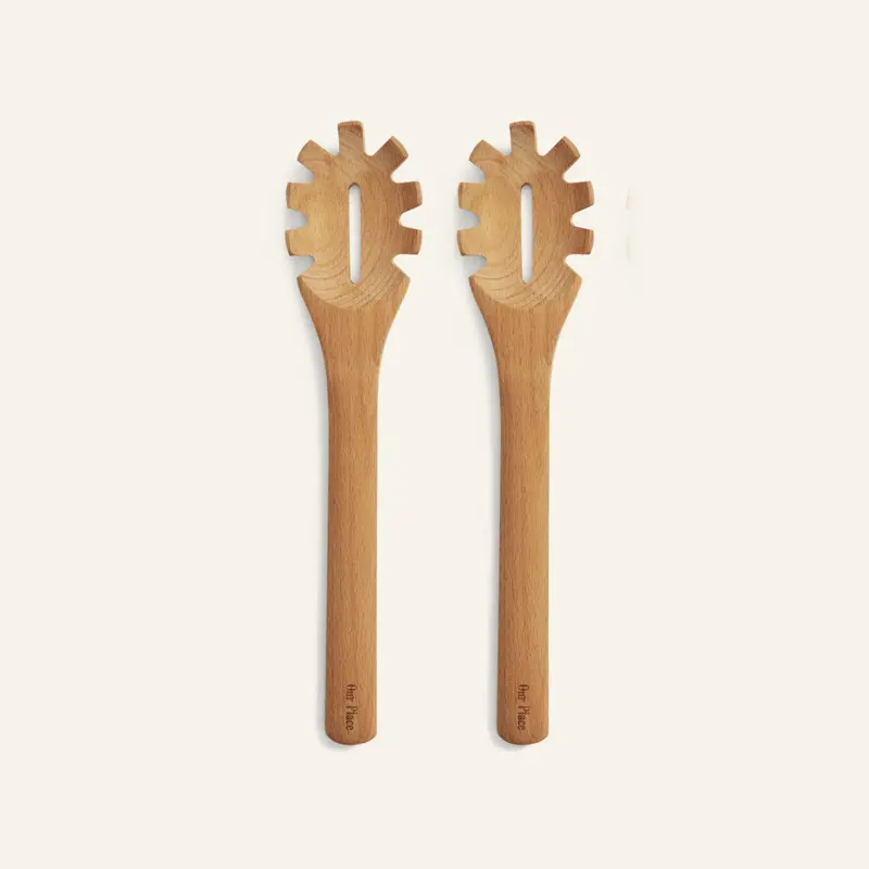 Natural Beechwood Serving Spoon Set – Handcrafted Utensils 1