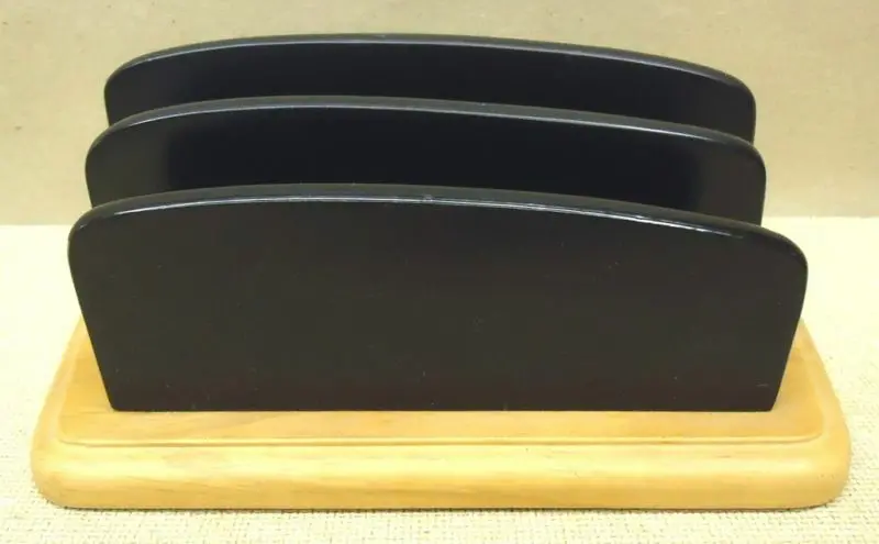 Natural Wood Desktop Envelope Organizer – 10" × 5" × 4" Black-Stained Design, New 1