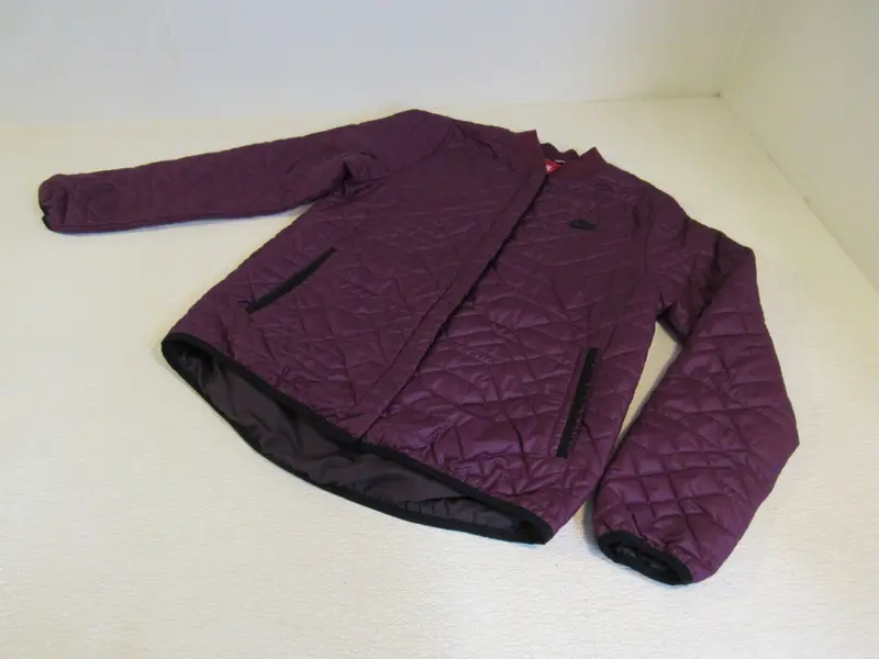 Nike Quilted Snap-Up Jacket – Wine And Plum, Women'S Size M, Lightweight Outerwear 1